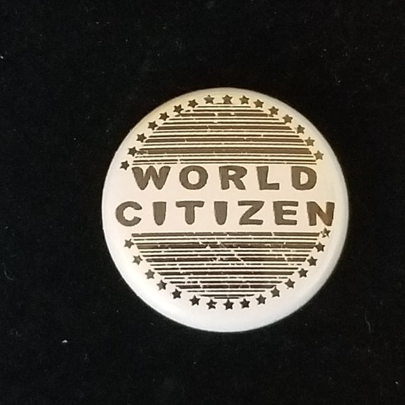 Buttonhead Jewelry - NWT Brooch / Pin "World Citizen" Black & White 1"